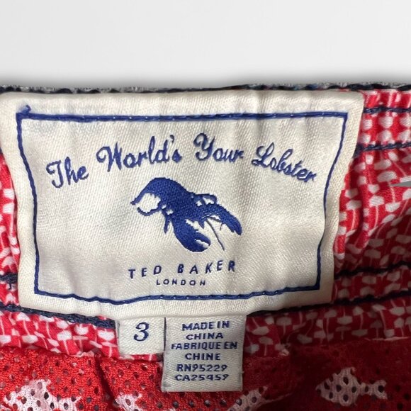 Ted Baker Men's The Worlds Your Lobster Swim Shorts Navy Blue Size M Polyester - Picture 7 of 7